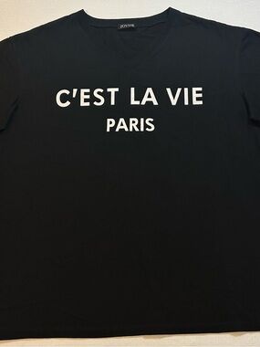 ZOYAMI C’est La Vie Paris Black Graphic T-Shirt Size L